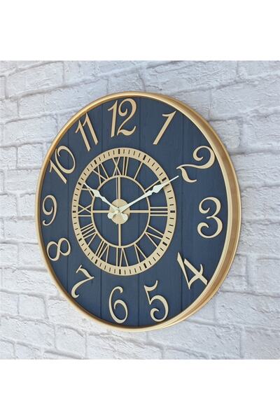 Markakanvas Altın (gold) Renk Metal Kasalı , Antrasit Renkli Yuvarlak Duvar S...