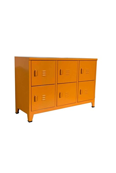 Sarı Küp Turuncu Metal Oyuncak Toplama Dolabı