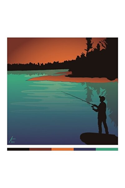 Universal Poster decorativ din lemn pentru masă, cu tematică de pescuit.