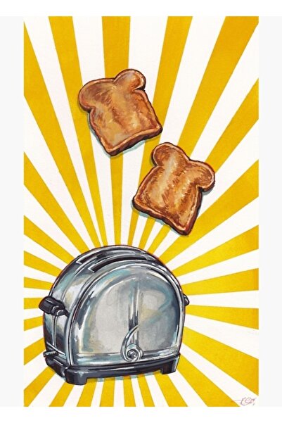 Universal Διακοσμητική ξύλινη αφίσα με σχέδιο τοστ και τοστιέρα