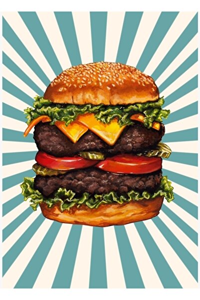 Universal Double Cheeseburger Tablo Ahşap Poster Dekoratif