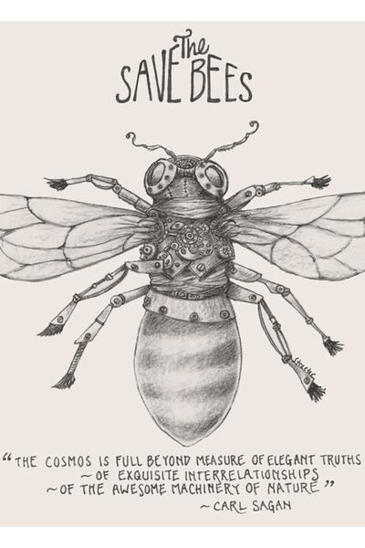 Universal Стиймпънк - Спасете пчелите Декоративен дървен плакат-картина