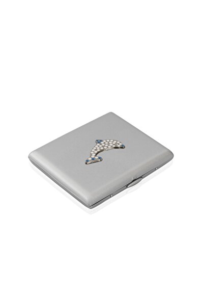 zekupp Gümüş Gri Yunus Temalı Metal Sigara Tabakası