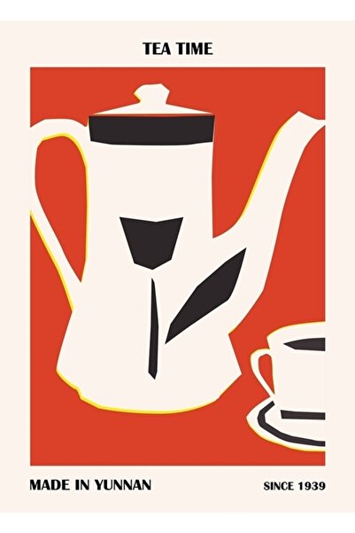 Universal Tea Time, Retro Chinese Edition, Teapot, Cups, Kitchen Decor, Paint...