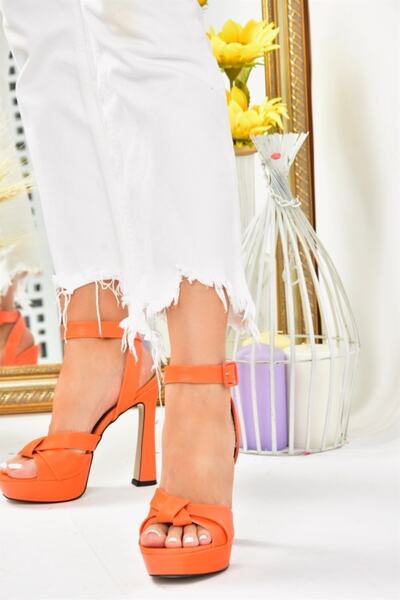 Fox Shoes Orange Thick Platform Heeled Women's Shoes K404080209