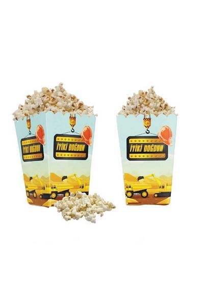 Big Party Construction Themed Corn Box 8 Pieces