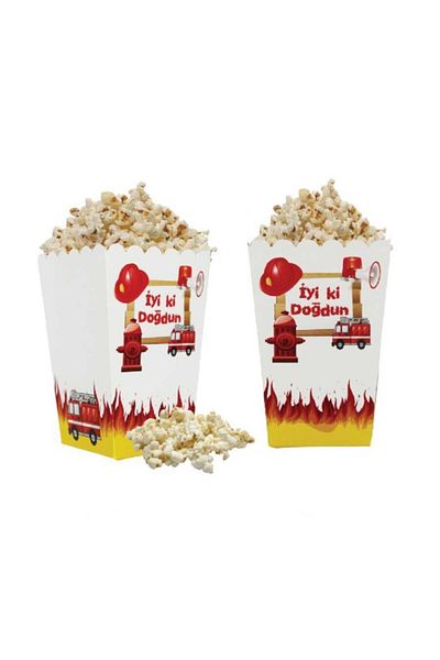Big Party Fire Department Themed Corn Box 8 Pieces