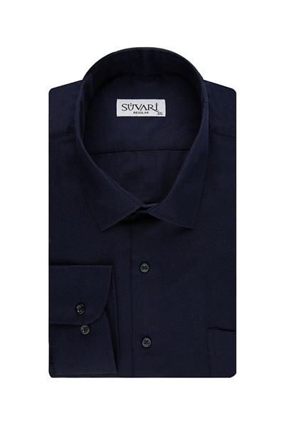 SÜVARİ Πουκάμισο Classics Comfortable Fit Προσαρμοσμένο Navy Blue με μοτίβο τσέπης