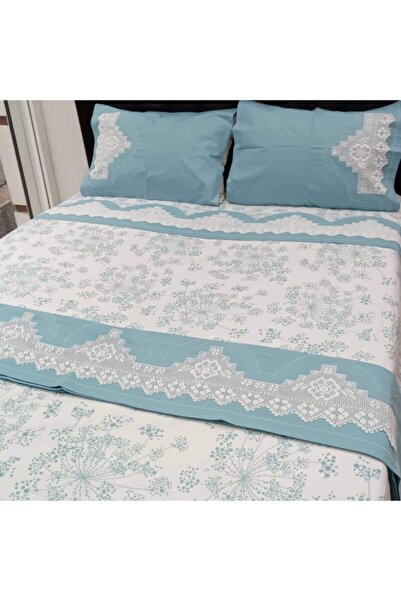 Çeyizci Sokağı طقم غطاء لحاف مصنوع يدويًا من الدانتيل على الجانبين من الملاءة...