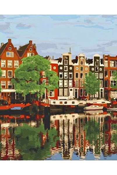 Genel Markalar Göl Kenarı Evleri Sayılarla Boyama Seti Kasnaklı 50 X 65 Cm