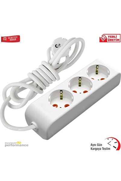 VİKO Multi-let Üçlü 3 Lü Grup Priz 2 Metre Topraklı Çocuk Korumalı