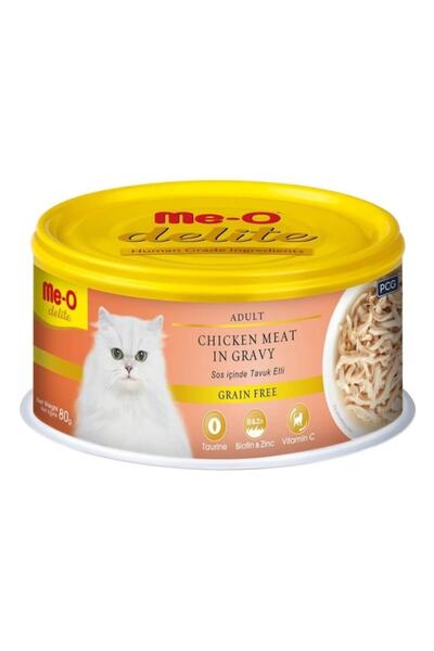 me-o Delite Sos Içinde Tavuklu Tahılsız Yetişkin Kedi Konservesi 80gr 24 Adet