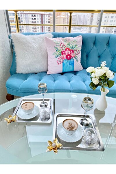 Mira züccaciye مجموعة من 2 زهرة الزنبق الفاخرة المصنوعة من الفولاذ المقاوم لل...