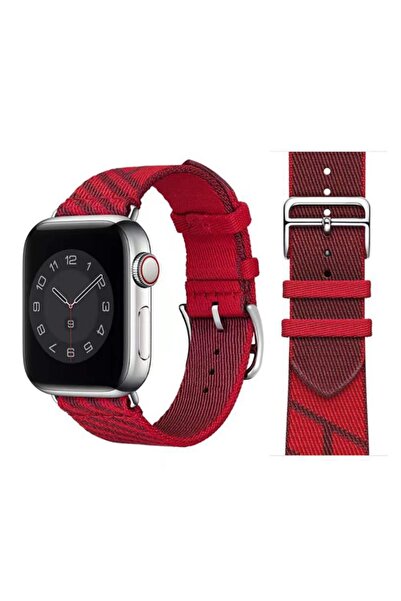 AktarMobile Watch 8 9 45 Mm Uyumlu Hermes Hasır Kumaş Kordon Renkli Özgün Tas...