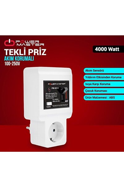 Powermaster 220volt 16amper Tekli Akım Korumalı Sigortalı Priz Pm-4914