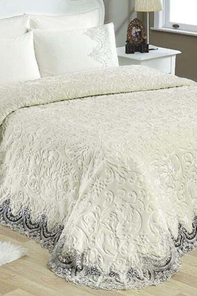 Siste Regn طقم بطانية من الدانتيل الفرنسي مزدوج البودرة طقم مفرش سرير