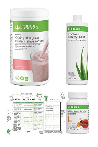 Herbalife 3'lü Set - Ahududu Shake + Şeftali Aroma Çay + Aloe Vera + Diyet Li...