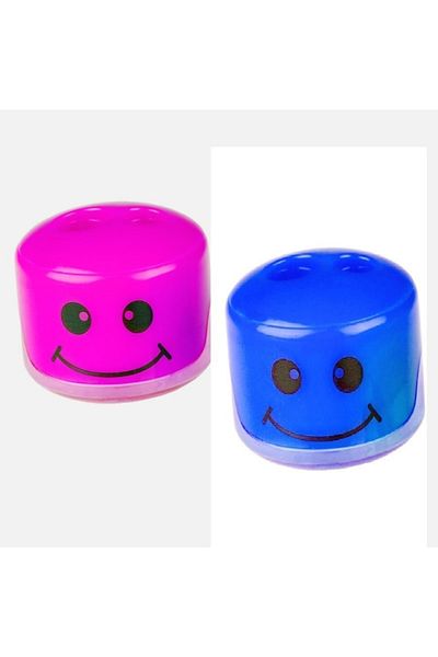 Bigpoint Double Storage Pencil Sharpener Smiling Face Pink-blue 2 Pieces