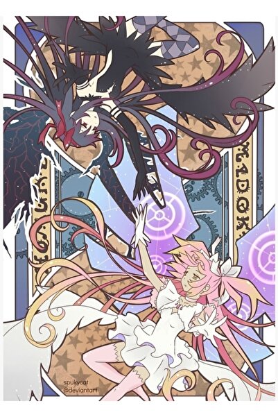 Universal Madoka Ve Homura Tablo Ahşap Poster Dekoratif