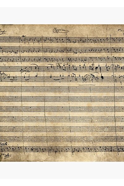 Universal Wolfgang Amadeus Mozart Requiem El Yazısı Puan Tablo Ahşap Poster D...
