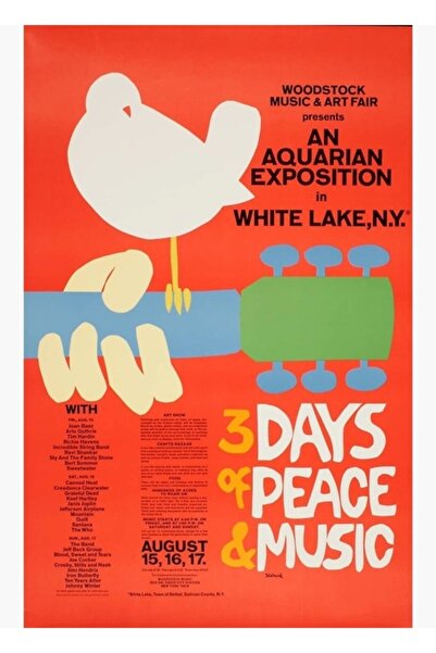 Universal Γουντστόκ 1969 Vintage Μουσικό Φεστιβάλ Τέχνης Ζωγραφική Ξύλινη Αφί...