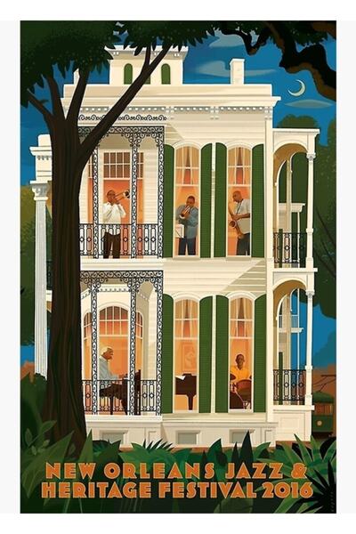 Universal Festivalul de Jazz și Moștenire din New Orleans 2016 Poster decorat...