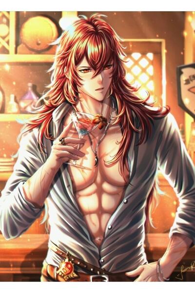 Universal Genshin Etkisi Diluc Tablo Ahşap Poster Dekoratif