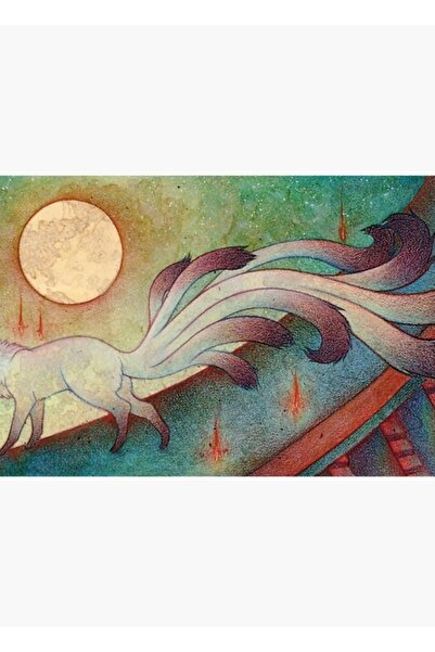 Universal Haberci - Fox Yokai TeaKitsune Poster decorativ din lemn