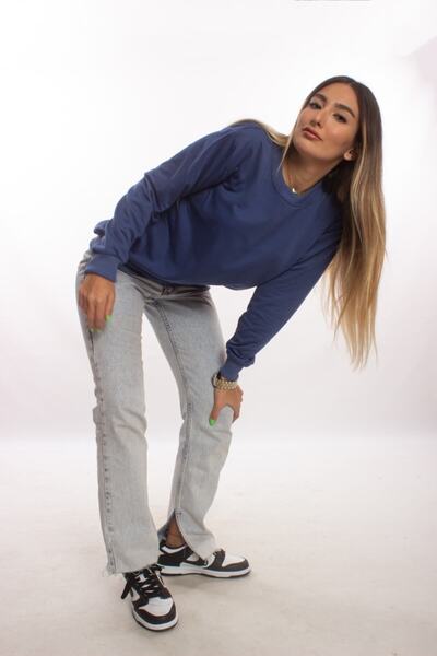 blackbonds Kadın İndigo Mavi Basic Oversize Sweat