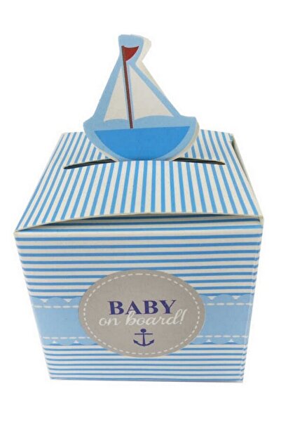 Genel Markalar Kutu Karton Gemili & Bebekli Mavi 5x5 Cm ( 10 Adet )