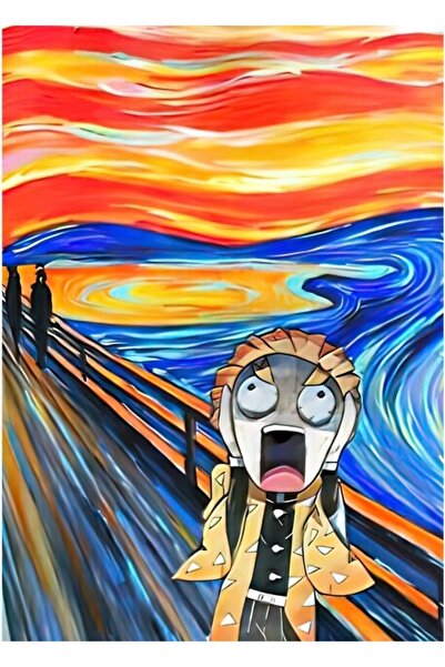 Universal Kimetsu No Yaiba Zenitsu Edvard Munch Tablo Ahşap Poster Dekoratif