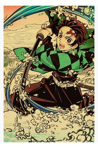 Universal Tanjiro Vintage Tablo Ahşap Poster Dekoratifnda