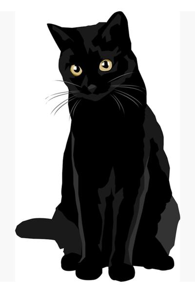 Universal Kara Kedi Tablo Ahşap Poster Dekoratif
