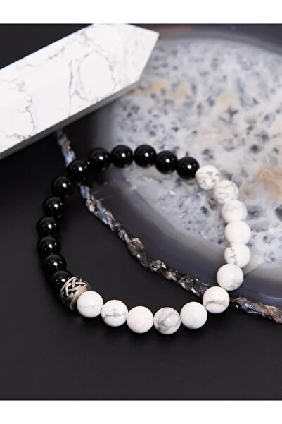 Padore Accessory للجنسين - سوار من الحجر الطبيعي بتصميم أنيق باللونين الأبيض ...