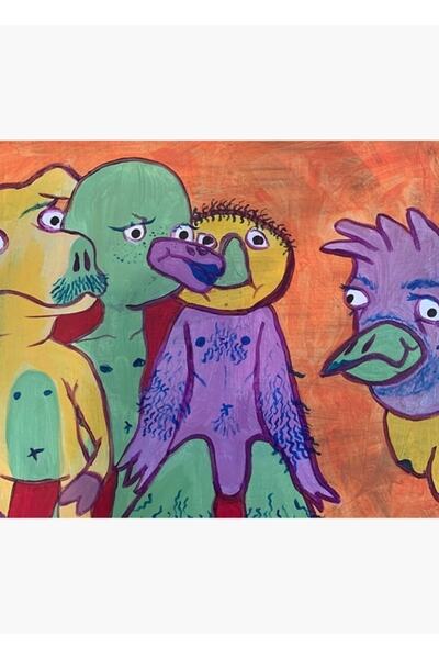 Universal Διακοσμητική Ξύλινη Αφίσα Ζωγραφικής με Ζώα που Παραστένονται Χαρού...