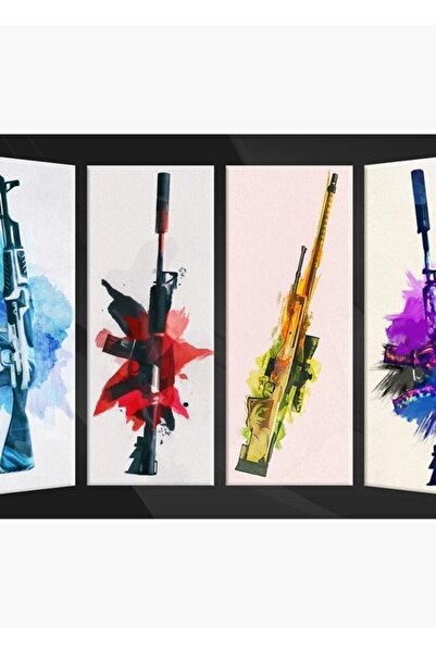 Universal Cs:go Suluboya Silahlar V2 Tablo Ahşap Poster Dekoratif