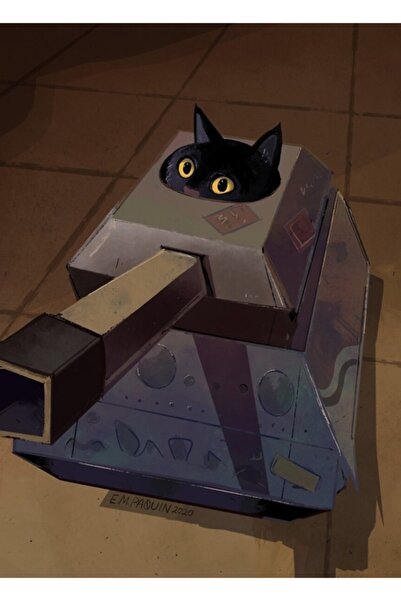 Universal Tank Kedi: Günlük Kedi Çizimi 22 Haziran 2020 Tablo Ahşap Poster Dekoratif