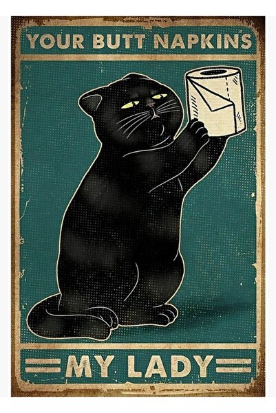 Universal Popo Peçeteniz Leydim Kara Kedi Poster Tablo Ahşap Poster Dekoratif