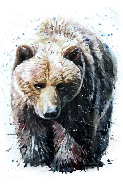 Universal Διακοσμητική Ξύλινη Αφίσα Ζωγραφικής με Αρκούδα