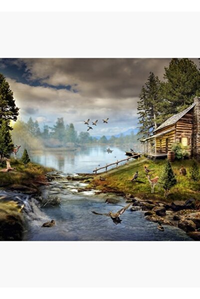 Universal Ζωγραφική τοπίων με άγρια ζώα, Ξύλινη διακοσμητική αφίσα