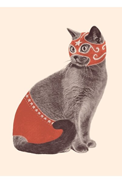 Universal Poster decorativ din lemn cu pisici luptătoare