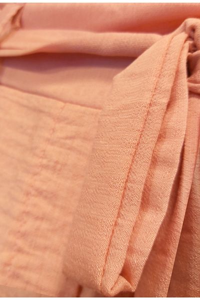 FASHION COCKTAIL Thin Summer Linen Seaside Shorts for Women - Salmon with Belt and Elastic Waist