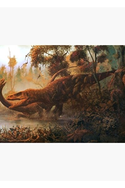 Universal Μεγαλόσαυρος και Τετιόσαυρος Ξύλινη Διακοσμητική Αφίσα Ζωγραφικής