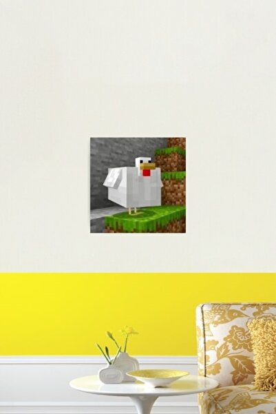 Universal Minecraft Şişman Tavuk Tablo Ahşap Poster Dekoratif