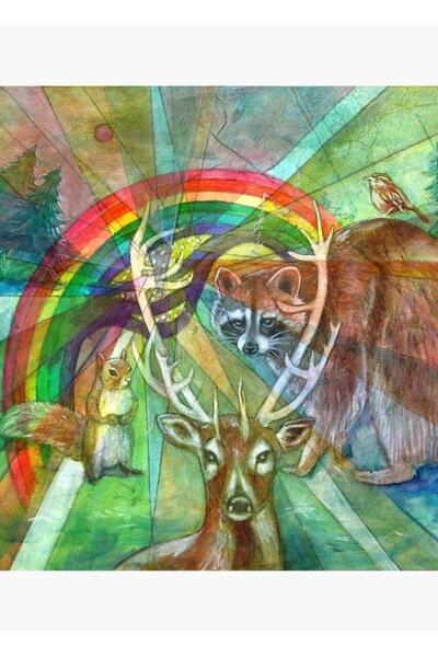 Universal Επιτραπέζια ξύλινη αφίσα Rainbow Cocoon Διακοσμητική