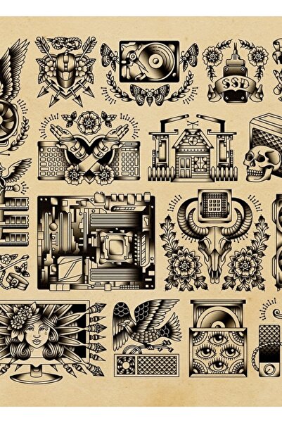 Universal Tatuaje cu computere Tablou Poster din lemn Decorativ