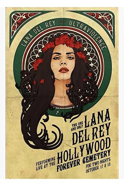 Universal Πίνακας αφίσας της περιοδείας Hollywood Lana Del Ray, Ξύλινη διακοσ...