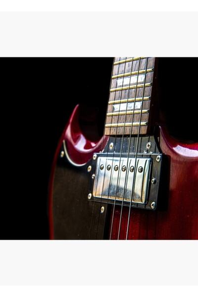 Universal Διακοσμητική ξύλινη αφίσα κιθάρας σε κόκκινο χρώμα