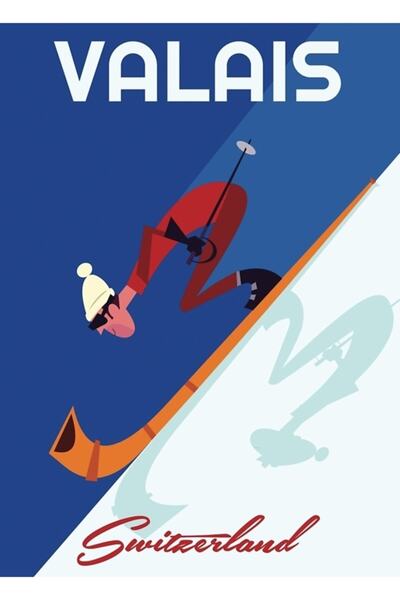 Universal Διακοσμητική ξύλινη αφίσα Valais Switzerland, Ξύλινη αφίσα για ζωγρ...