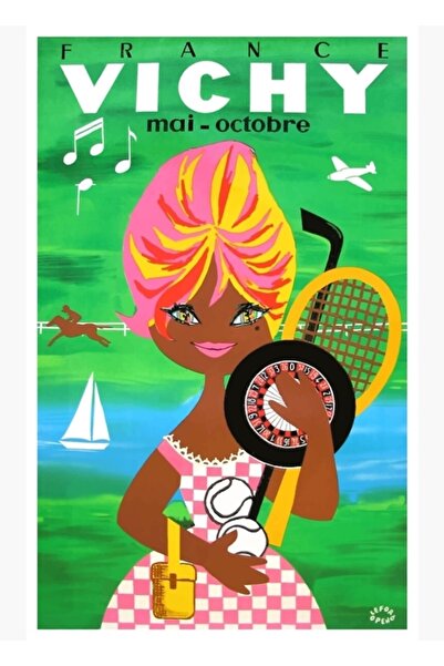 Universal 1960 Vichy Franța Poster de călătorie Tablou Poster din lemn decorativ